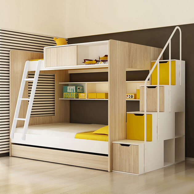 【京东转卖】ikazz 儿童双层床子母床 男孩 上下铺家具 床 梯柜 拖.