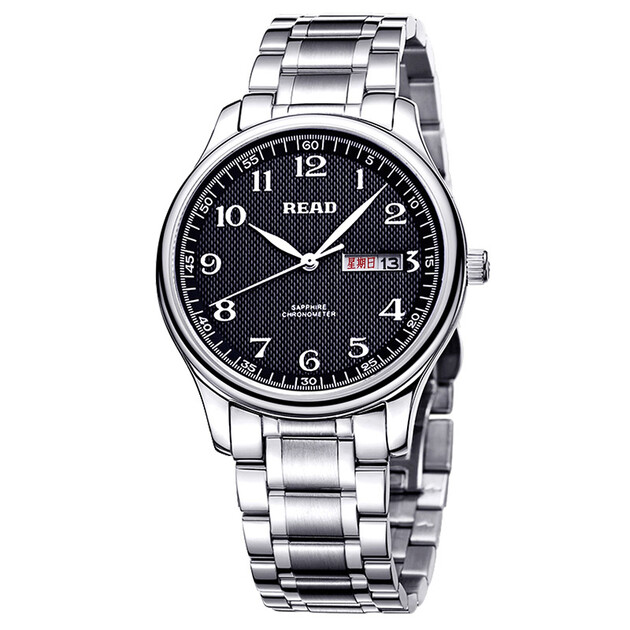 【京东自营】锐力(read)手表 经典系列双日历石英男表黑数钢r6003g