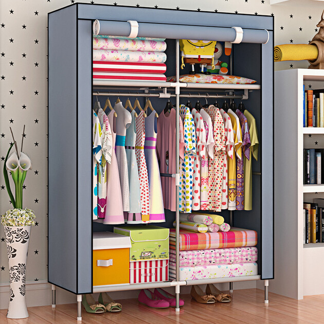 【京东转卖】索尔诺简易布衣柜 加厚无纺布衣柜 防尘布衣橱 床头卧室