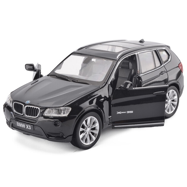 宝马x3132合金汽车模型儿童玩具四开门仿真声光回力玩具车亮黑色