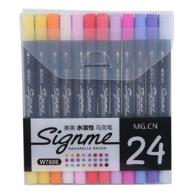 晨光(m&g)文具24色双头彩色马克笔 专业水溶性记号笔 学生重点标记笔
