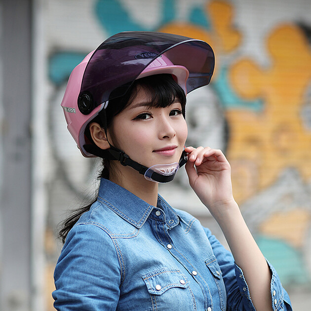 yema野马电动车头盔女夏季非摩托车安全帽半覆式防晒电瓶车轻便式夏盔