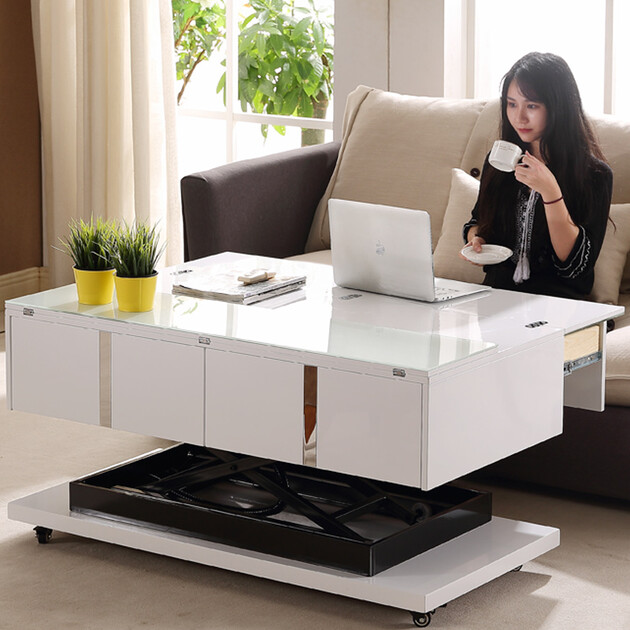 【京东转卖】中派 茶几多功能储物升降茶桌 款式备注 左右伸缩