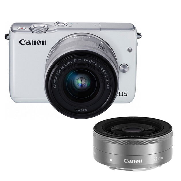 佳能微单(canon)eos m10 白色双头套机(变焦15-45镜头 定焦22镜头)