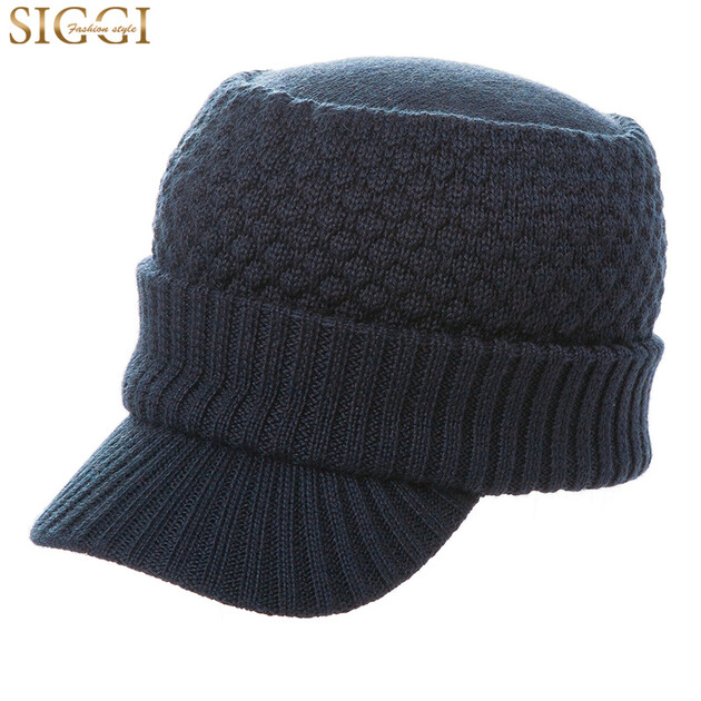 【京东转卖】siggi cm68085 帽子男秋冬天韩版潮时尚格纹针织毛.