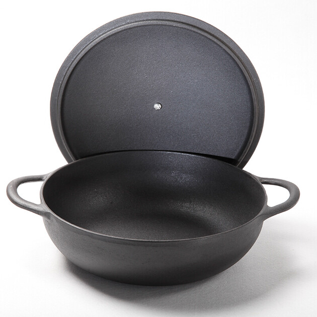 【京东转卖】铸味(jill may)26cm铸铁锅平底圆煎锅电磁炉通用铁盖款