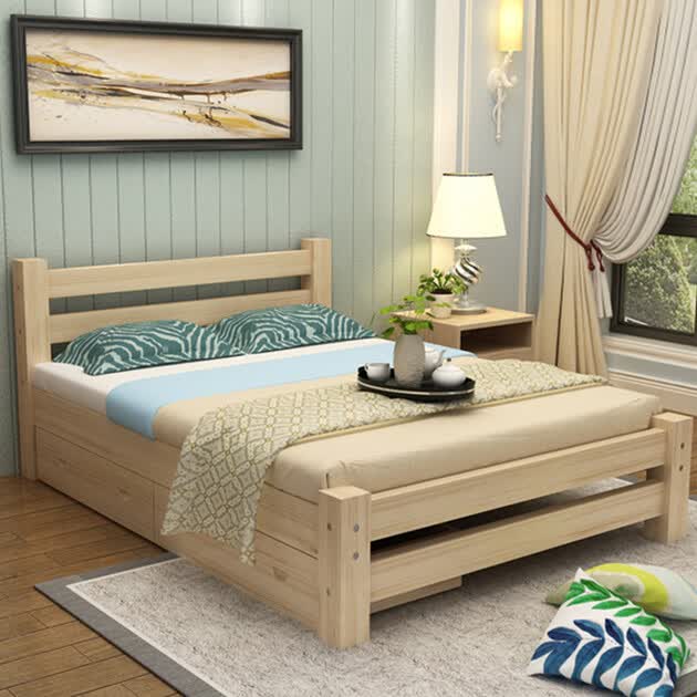 新尚美家单人床实木床松木成人床双人床1.2米1.5米1.