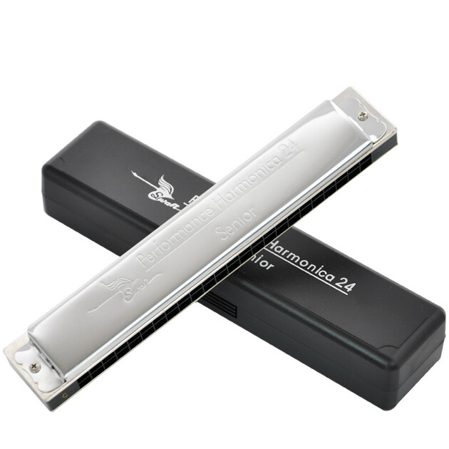 swan天鹅口琴24孔复音初学sw24h亮银色c调