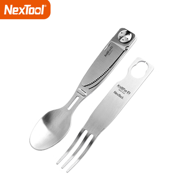 纳拓（NexTool）户外多功能刀叉勺三合一套装便携随身携带餐具不锈钢家用 带锯齿