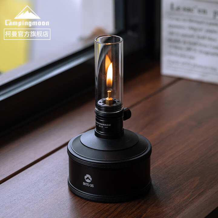 CAMPINGMOON柯曼TC-35气罐可反复充气气罐110克户外露营气罐限量款 BKTC-35黑化限量款+BKT-1D烛灯