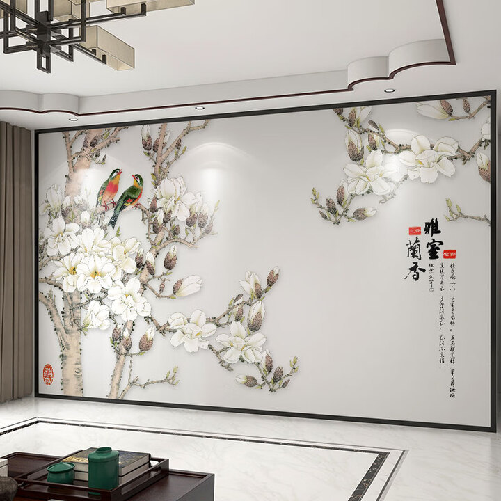 新福壁海壁纸定制3d立体中式花鸟电视背景墙壁布卧室墙纸客厅装饰影视壁画 设计师推荐款9 6d立体水晶布【图片 价格 品牌 报价】-京东