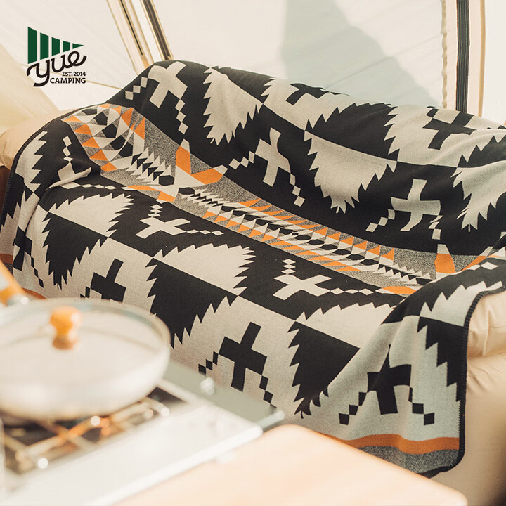 YUECAMPING户外露营羊毛毯 保温毯 澳洲美丽诺羊毛加厚保暖旅行披肩沙发毯子 黑黄条纹羊毛毯(33%羊毛)