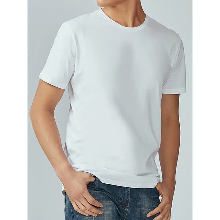 红豆短袖t恤男5a抗菌防螨25夏新款100棉长绒棉打底t恤w1白色m17088a