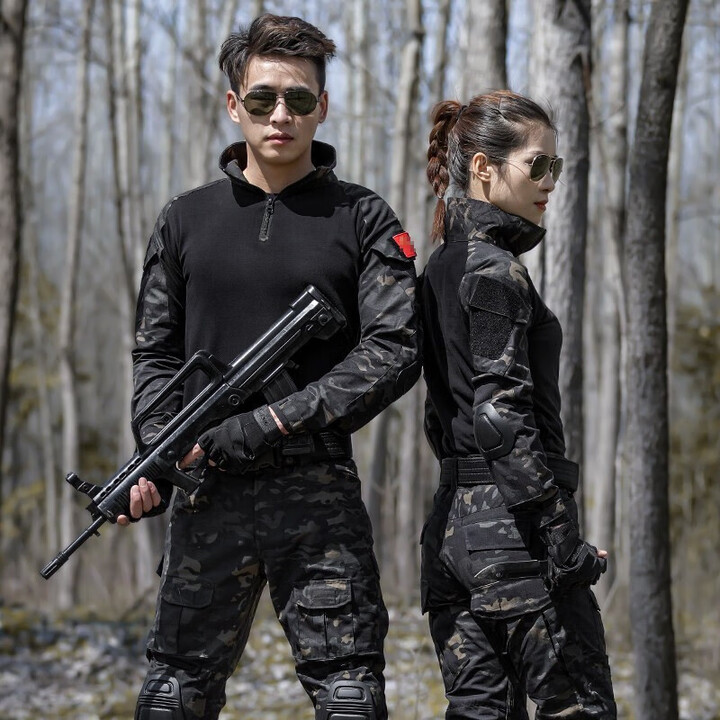 际华通瑞迷彩服男女套装春秋cs特战服战术蛙服作战服军训服学生野营训练服 暗夜迷彩长袖套装【上衣+下裤】 5XL/195【图片 价格 品牌 报价】-京东