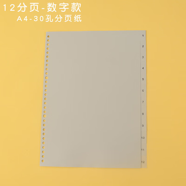 隔页纸活页本隔页纸塑料分页纸三孔四孔分类索引纸 A4-30孔-12分页-数字【图片 价格 品牌 报价】-京东