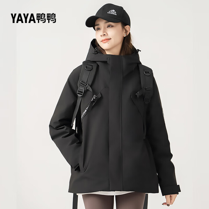 鸭鸭（YAYA）冲锋衣羽绒服冬季男女情侣防风雨户外运动防水保...