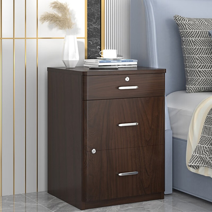 虎牌【顺丰】虎牌保险柜家用实木床头柜隐藏式简约现代时尚防盗指纹密码保管柜60.5cm 胡桃色 钥匙+密码