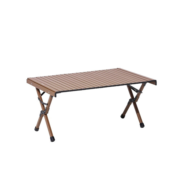 牧高笛精致露营铝合金蛋卷桌野餐烧烤野营便携式山涧户外折叠桌子 蛋卷桌-松石褐