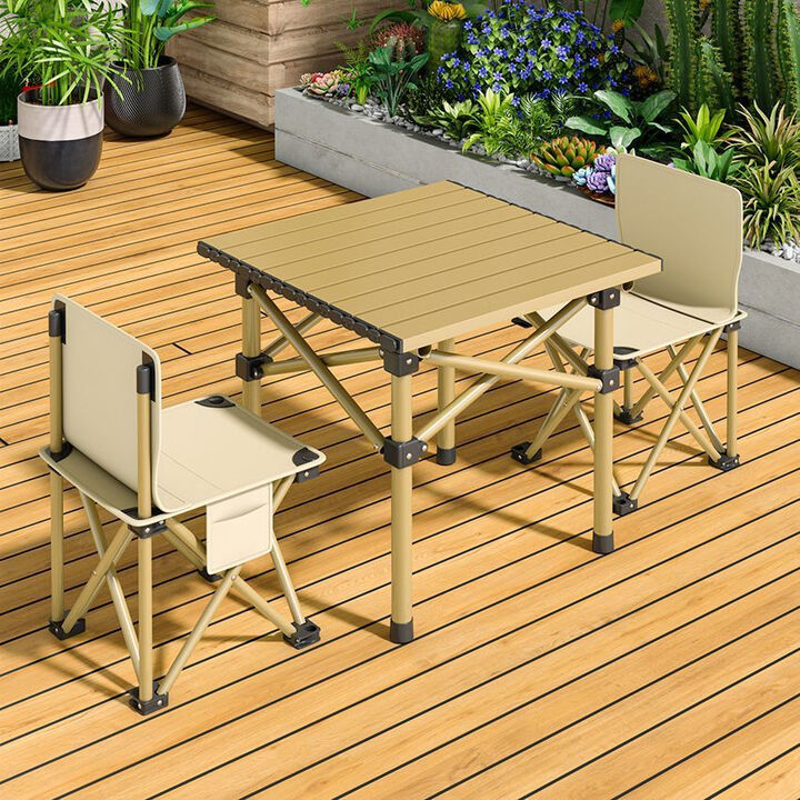 帝帆户外折叠桌椅套装露营装备全套折叠桌椅蛋卷桌野餐旅行便携式 50米方桌+2把特大号白椅+包