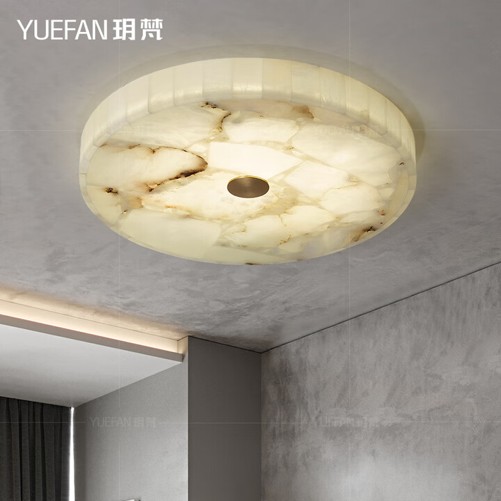 玥梵（YUEFAN）西班牙天然云石灯设计师轻奢后现代简约卧室书房吸顶灯 直径40cm【图片 价格 品牌 报价】-京东
