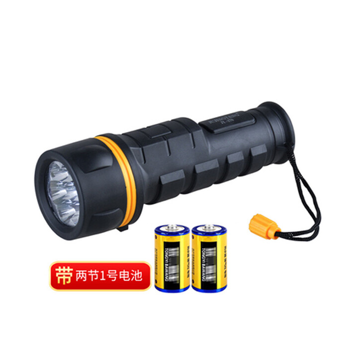 俱竞阳7LED停电应急照明老式手电筒学生老人夜起家用耐用户外巡逻野营装2节1号电池超长续航 手电筒带2节1号电池