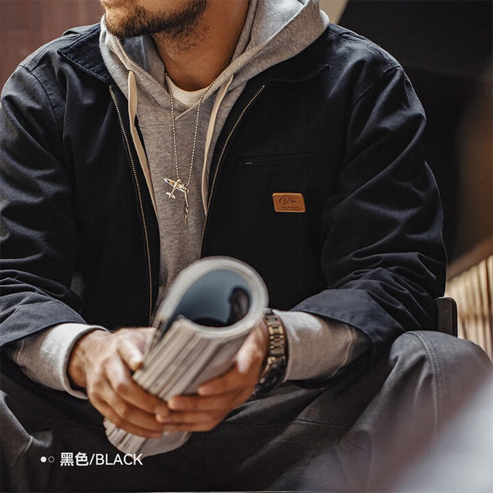 马登星际穿越同款底特律猎装夹克男J001美式巴恩风重磅帆布翻...