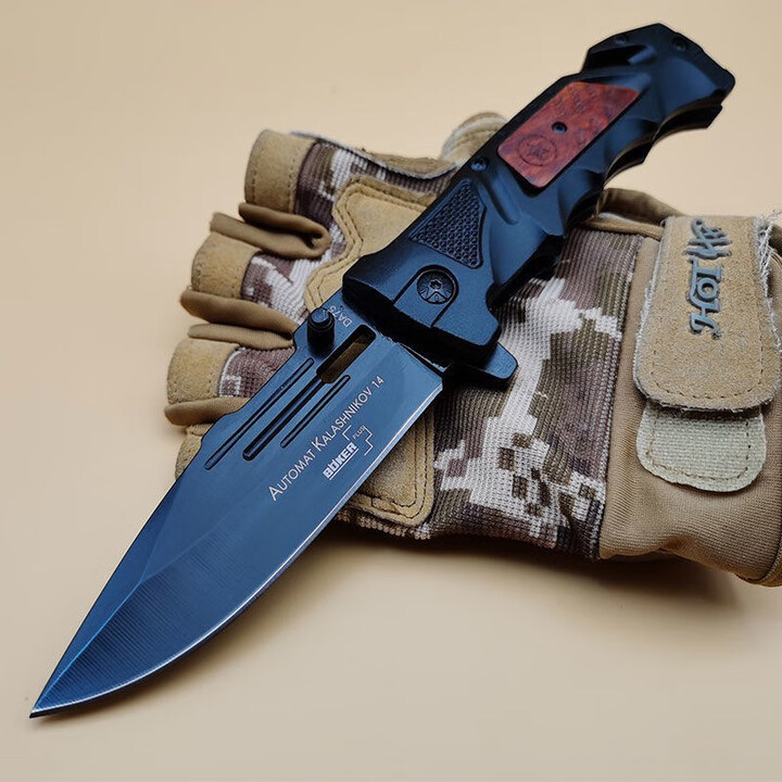 户外生存折叠刀高硬度锋利多功能便携式露营水果刀冷兵器防身小刀 DA75重型折刀 60°以下 9.8cm 12cm