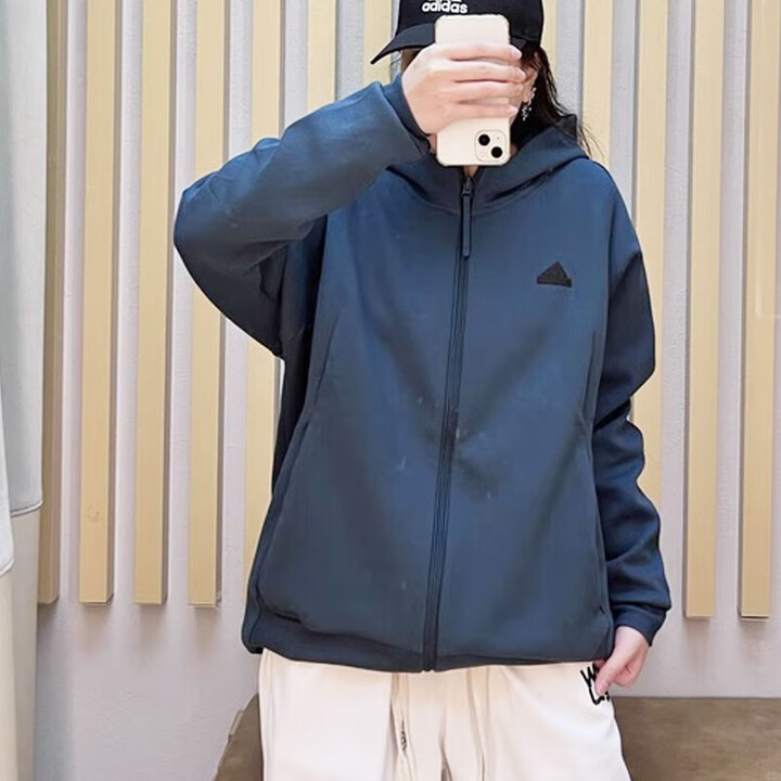 阿迪达斯(adidas)外套男装2025秋冬季新款休闲连帽ZNE运动开衫户外舒适夹克上衣 IN5087雾霾蓝梅西同款 XL【图片 价格 品牌 ...