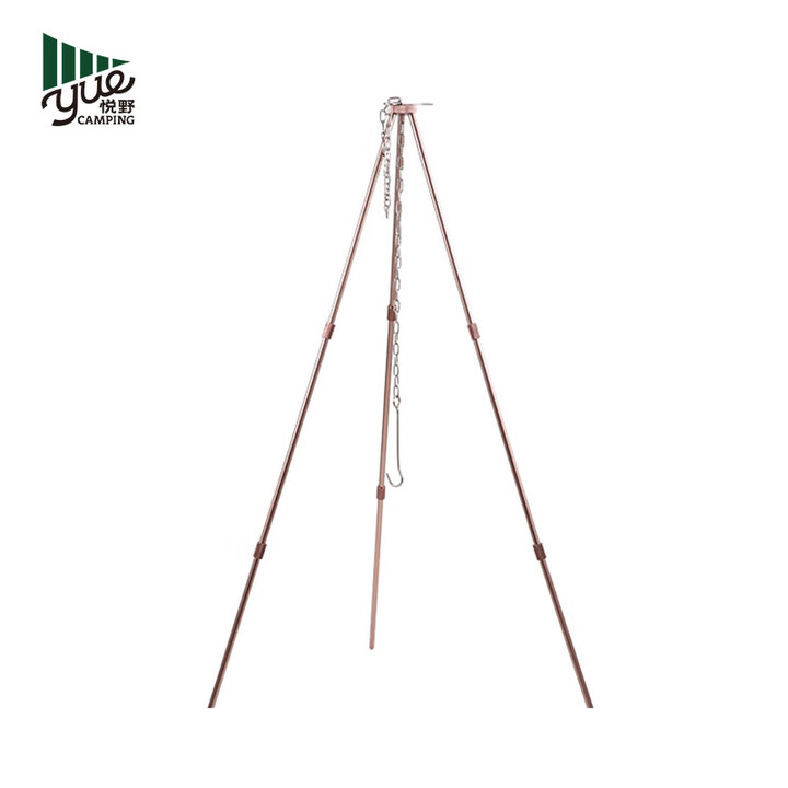 CAMPINGMOON柯曼烧烤炉户外野营家用便携不锈钢折叠烧烤架木炭烤炉烤架 MS-080-BRZ铝三节三脚架(古铜色)