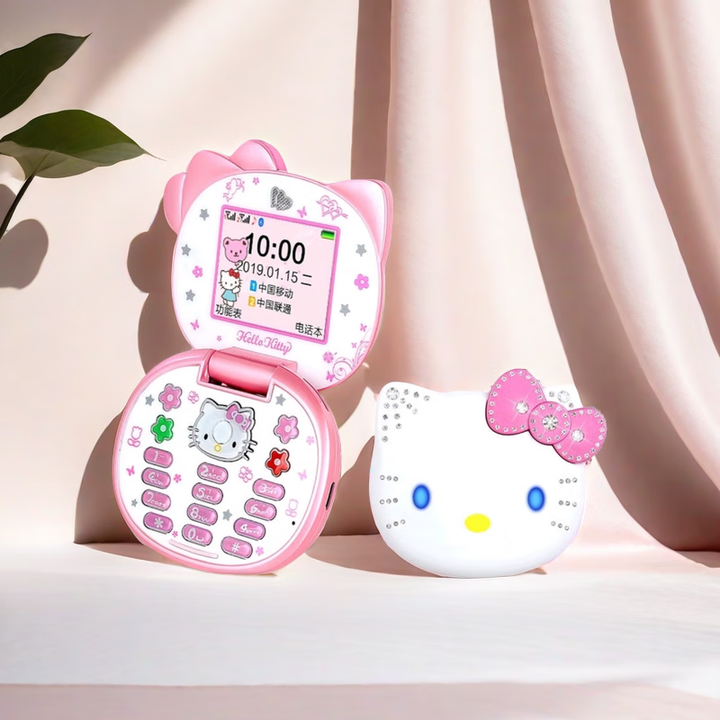 捷语（gofly）儿童翻盖手机卡通可爱凯蒂猫 Hellokitty猫迷你学生手机袖珍超小小型小屏手机备用机戒网棒棒机 白色移动版2G