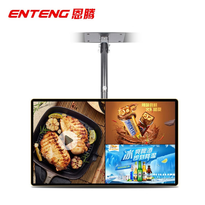 恩腾 壁挂吊挂广告机水果酒店液晶显示屏奶茶店吊装点餐价目表切换画面滚动灯箱展示牌海报机显示屏 21.5英寸网络吊挂广告机