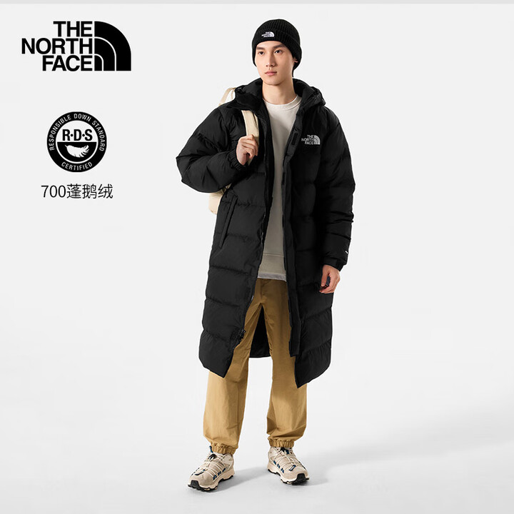 北面(The North Face)ICON长款羽绒服男700蓬鹅绒填充防风保暖休闲外套23秋冬上新832J JK3/黑色 M/175【图片 ...