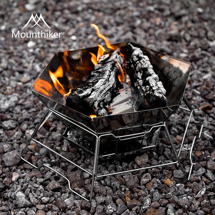 山之客（MOUNTHIKER）焚火台 户外露营野营烧火架子便携可折叠不锈钢六角烧烤架 新款六