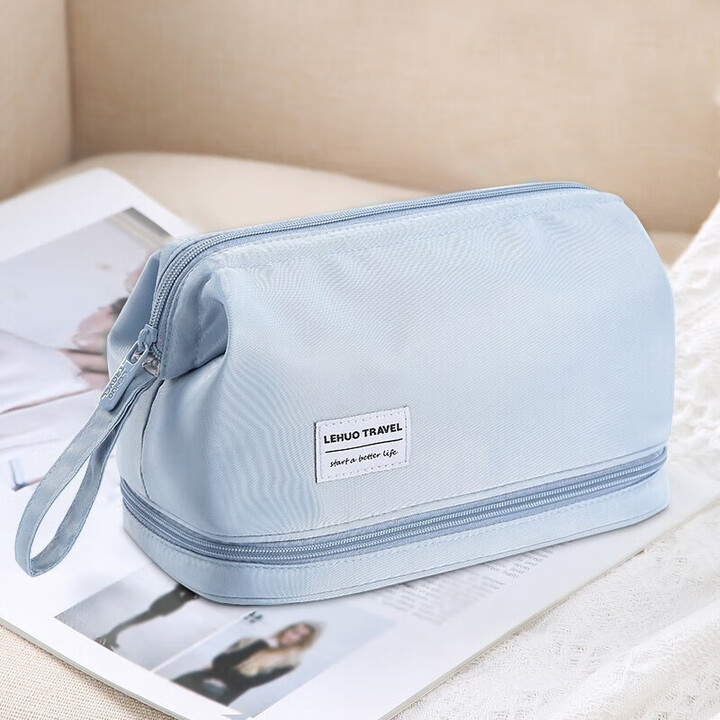 乐活旅行化妆包旅行便携洗漱收纳袋出差旅游必备用品套装袋子女士大容量 蓝色小号