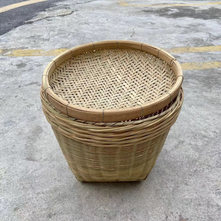 勤凯竹编大号箩筐箩篼淘米筐粮食竹筐结婚喜事竹箩竹编制品餐厅摆设用 B款直径38高29cm带盖【图片 价格 品牌 报价】-京东