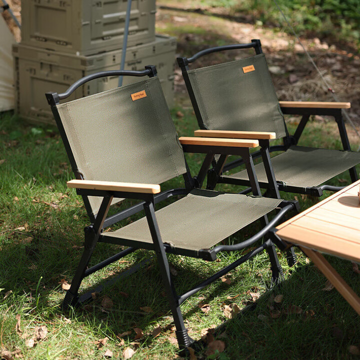 山扉户外便携克米特椅精致露营折叠凳钢管轻量化折叠椅 钢管军绿色-单个装