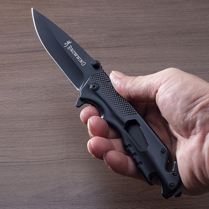 折叠刀瑞士户外多功能水果小刀高硬度随身野外车载防身折叠刀进口 黑色进口大马士革钢