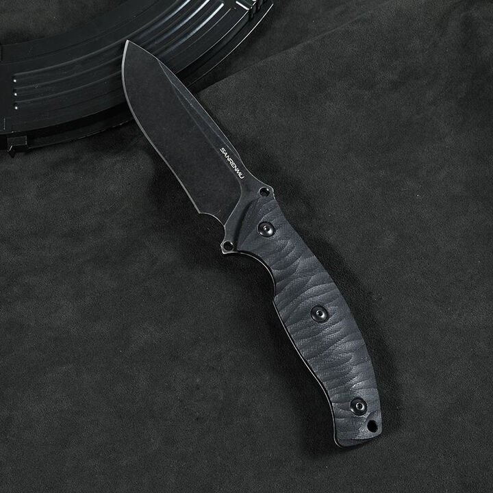 三刃木三刃木S745锋利一体龙骨随身携带直刀小刀水果刀户外防身求生刀具 745黑色