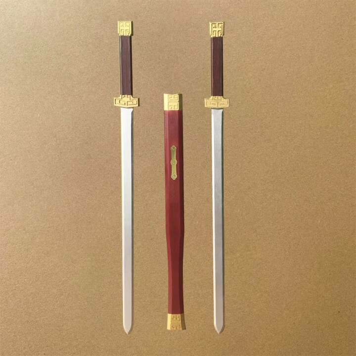 何佳功古装木质双剑鸳鸯剑三国刘备武器兵器雌雄双股剑舞台表演 双剑(带鞘) 红大号【图片 价格 品牌 报价】-京东