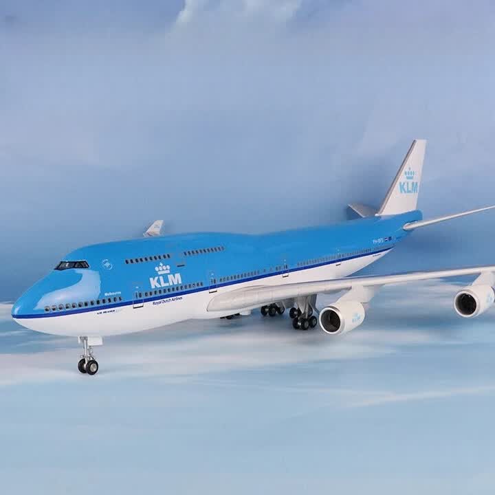 猎瑞飞机模型荷兰航空波音747带起落架灯光民航客机仿真合金航模玩具