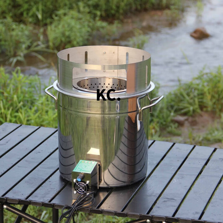 靠森（Kaooseen）柴火灶无烟灶不锈钢加厚农村家用灶新款大防风罩柴火炉便捷柴火炉 风机