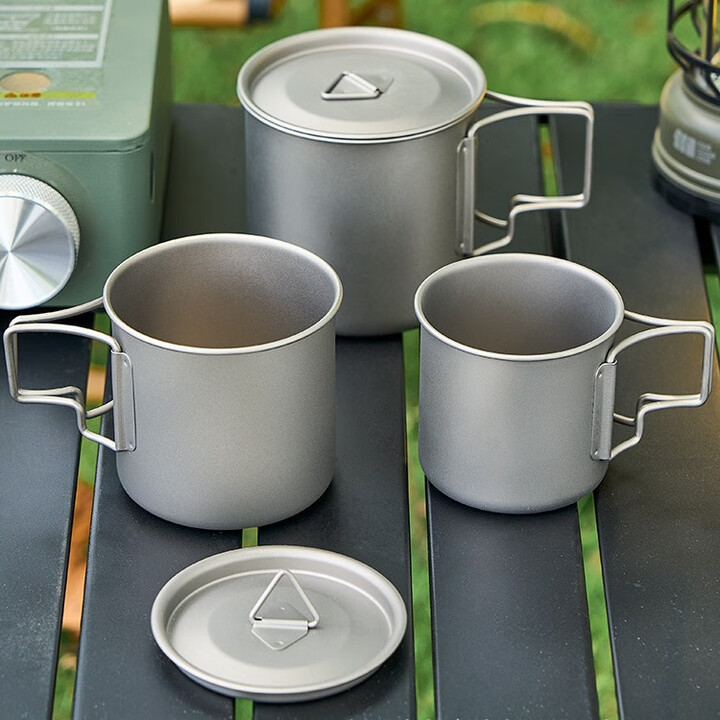 侠鹿TA1纯钛户外钛合金马克杯水杯咖啡杯露营野营套装创意便携 银灰色 220ml纯钛杯（无盖不配网袋）