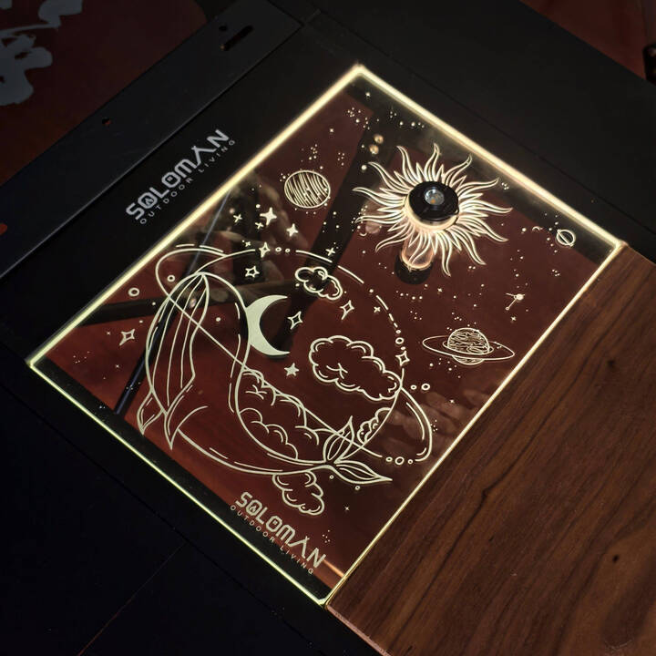 西迈IGT单元板一单元水晶发光板户外露营GZ灯氛围桌板露营桌配件 一单元鲸落星海(有灯孔)