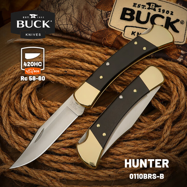 BUCK 巴克美国原装进口折刀猎人110求生装备户外生存刀 经典 110BRS-B