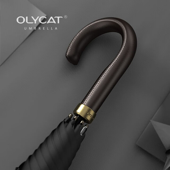 OLYCAT大号抗暴风雨加固长柄雨伞男高端绅士皮弯柄商务伞简约结实双人伞 黑色【图片 价格 品牌 报价】-京东
