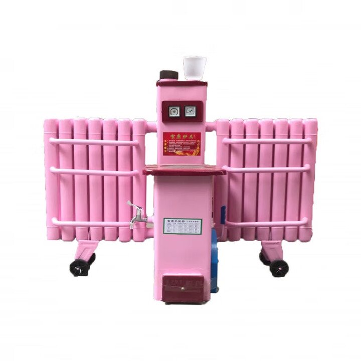 嘉辉原蜂窝煤取暖炉带暖气片办公室家用水循环飞机炉燃煤节能煤球烤火炉 粉色28柱11cm炉胆取暖炉 用10cm