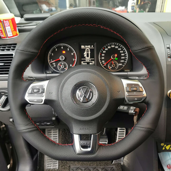 翼车夫大众6代GTI尚酷速腾GLI途观宝来polo迈腾高尔夫7专用手缝方向盘套 途铠/凌度打孔黑线