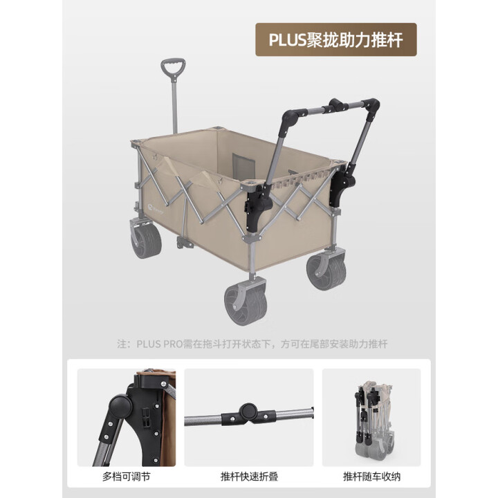 北欢bavay北欢露营车plus配件聚拢款推杆可折叠户外手推车营地车改装 【大有可为】-可拆卸助力推杆(多