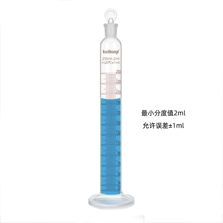 kuihuap葵花带盖具塞量筒A级耐高温量入式刻度5 10 25 50 100mL可过检量桶量器 计 高精度具塞量筒 250mL(订货)【图片 ...