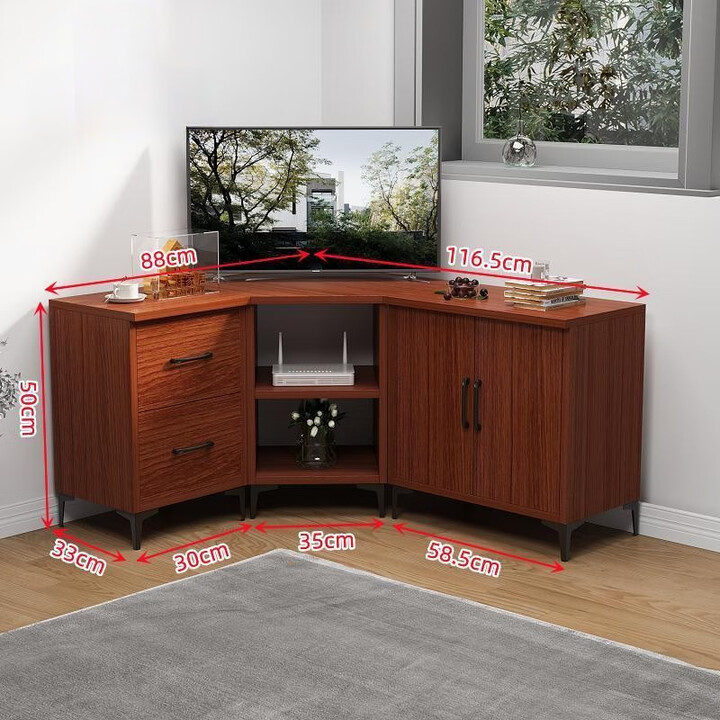 鑫全友2025最新款转角电视柜家用宽大储物柜l形墙角柜多功能三角柜